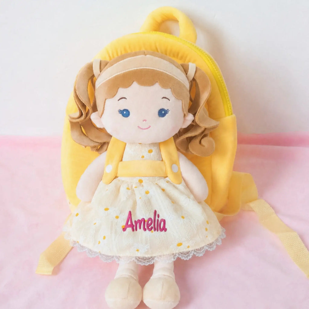 Personalized Daisy Girl Doll Backpack - Yellow