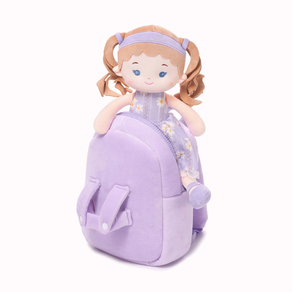 Personalized Daisy Girl Doll Backpack - Purple