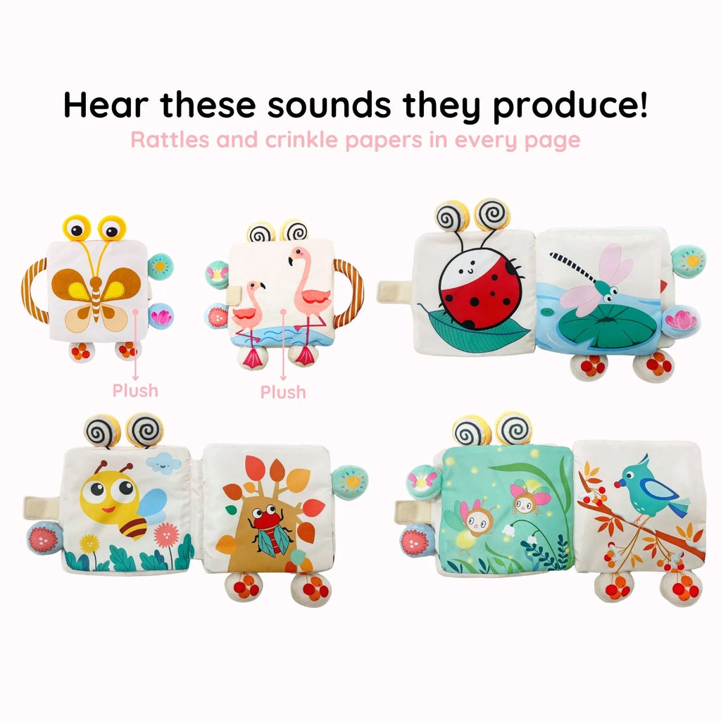 Fluttery Harmony - Soft Rattle Book For Babies